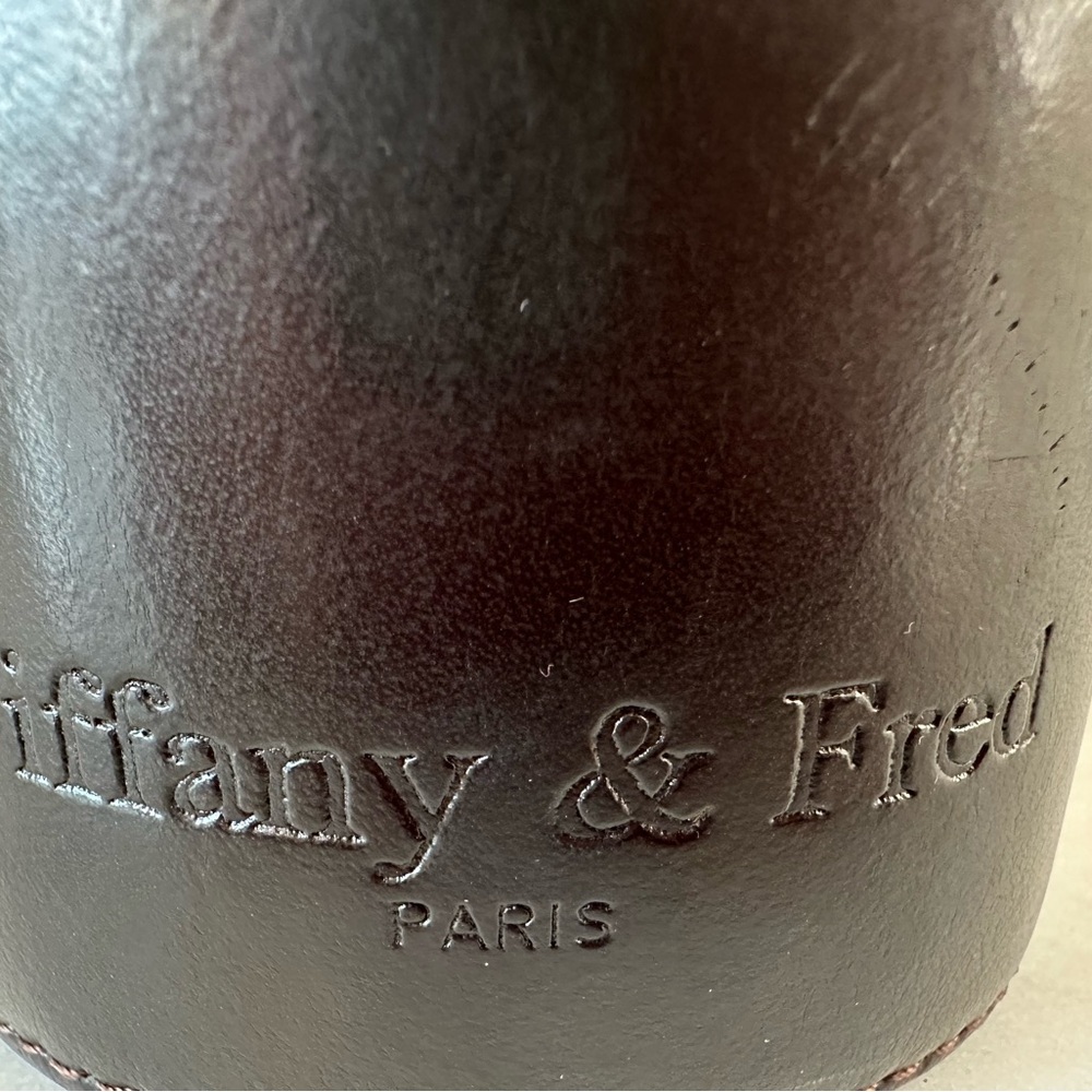 Tiffany & Fred Paris Dark Brown Leather Tote Bag Green Interior - Picture 5 of 12